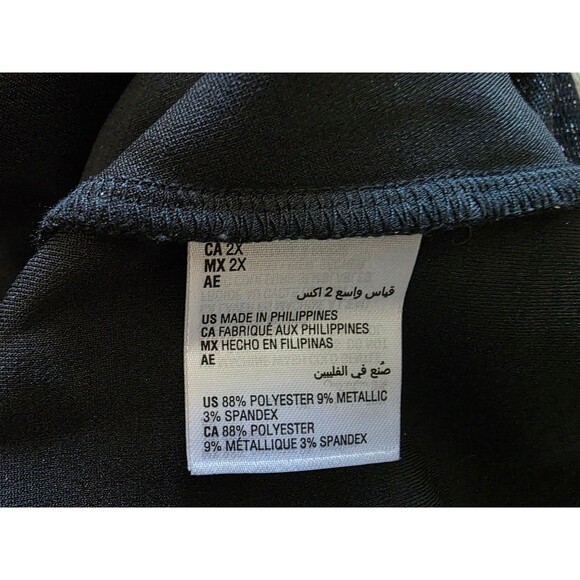 Alfani Plus 2X Black Metallic Sparkle Twist Front Top – Elegant Evening Blouse - Picture 5 of 7